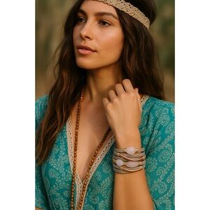 Saachi Multi-Strand Leather & Stone Wrap Bracelet